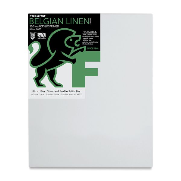 blick Fredrix Pro Series Traditional Profile Belgian Linen Canvas - 8" x 10" Acrylic Primed