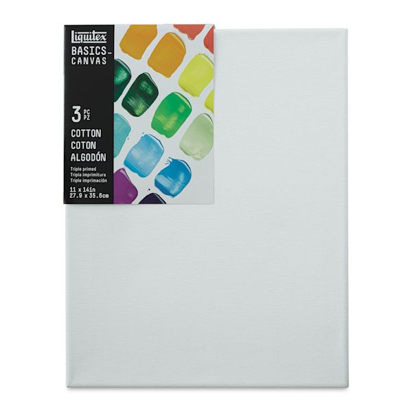 blick Liquitex Basics Stretched Cotton Canvas Pack - 11" x 14" Pkg of 3