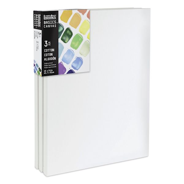 blick Liquitex Basics Stretched Cotton Canvas Pack - 18" x 24" Pkg of 3