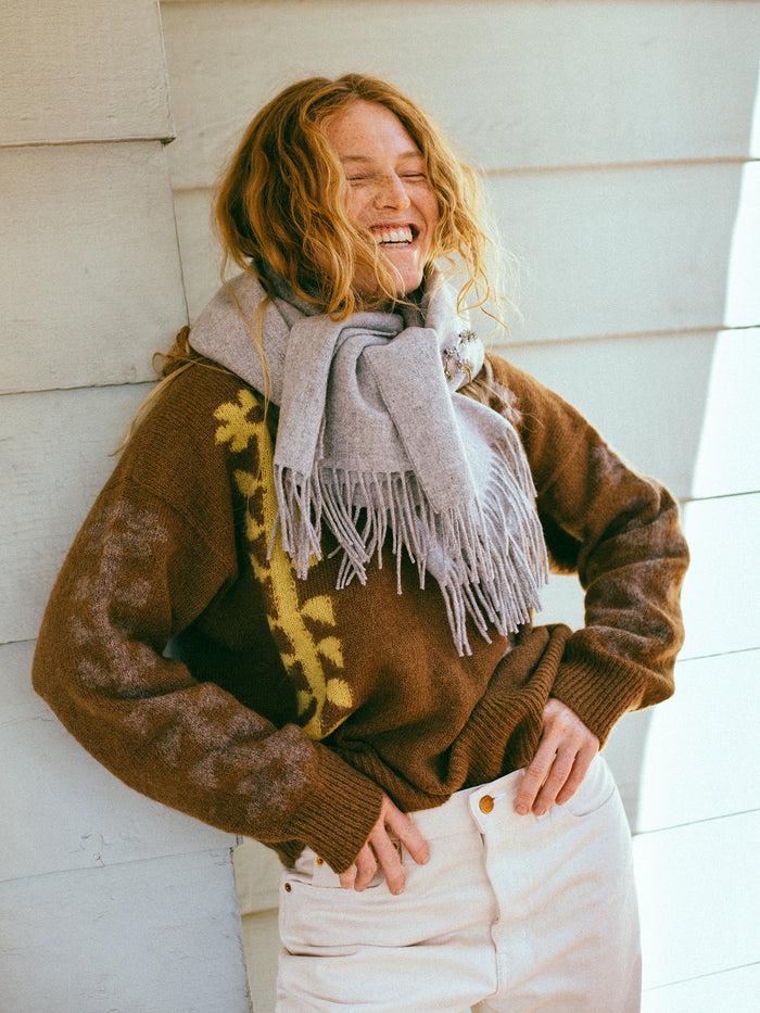 Bliss And Mischief Merino Oversized Scarf Silver