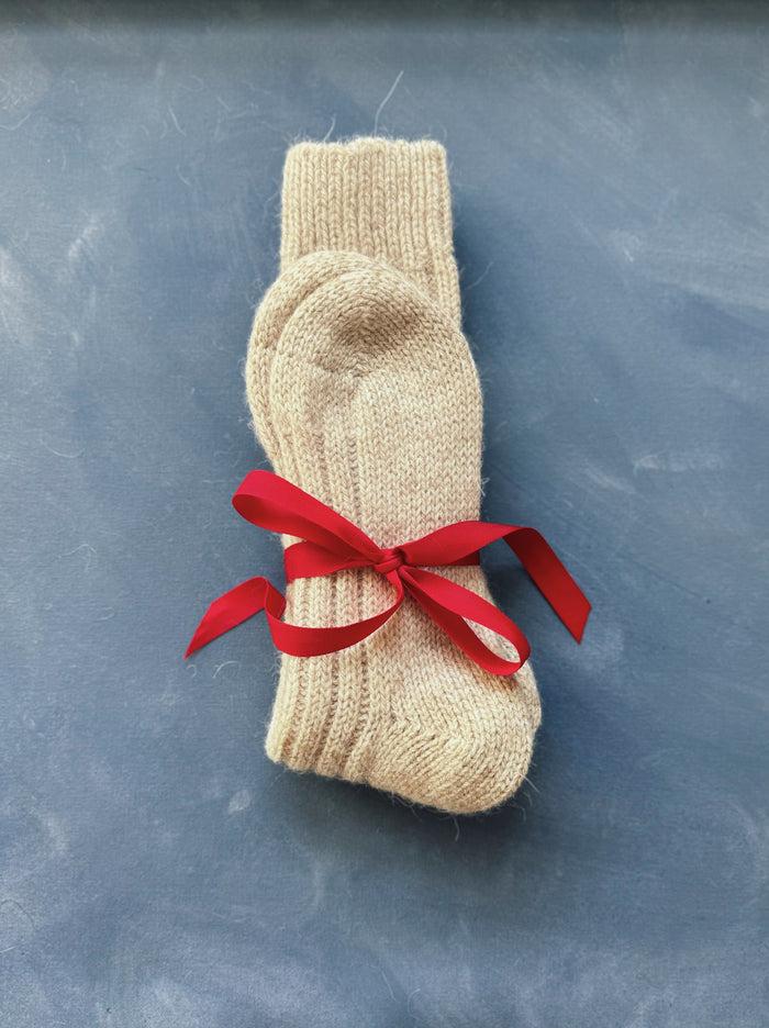 bliss and mischief Tall Ribbed Sweater Sock Ecru