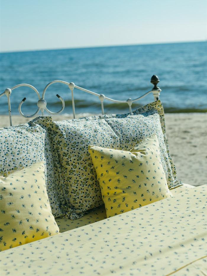 bliss and mischief Throw Pillow Ditsy Rose Straw