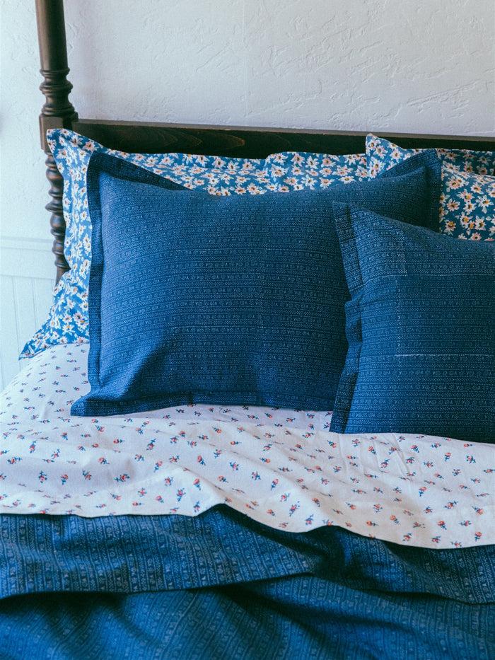 Bliss And Mischief Duvet Cover In Calico Stripe Blue