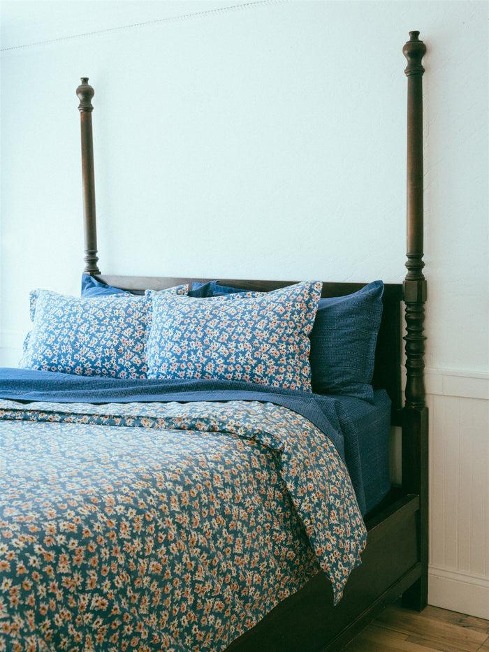 Bliss And Mischief Flat Sheet In Calico Stripe Blue