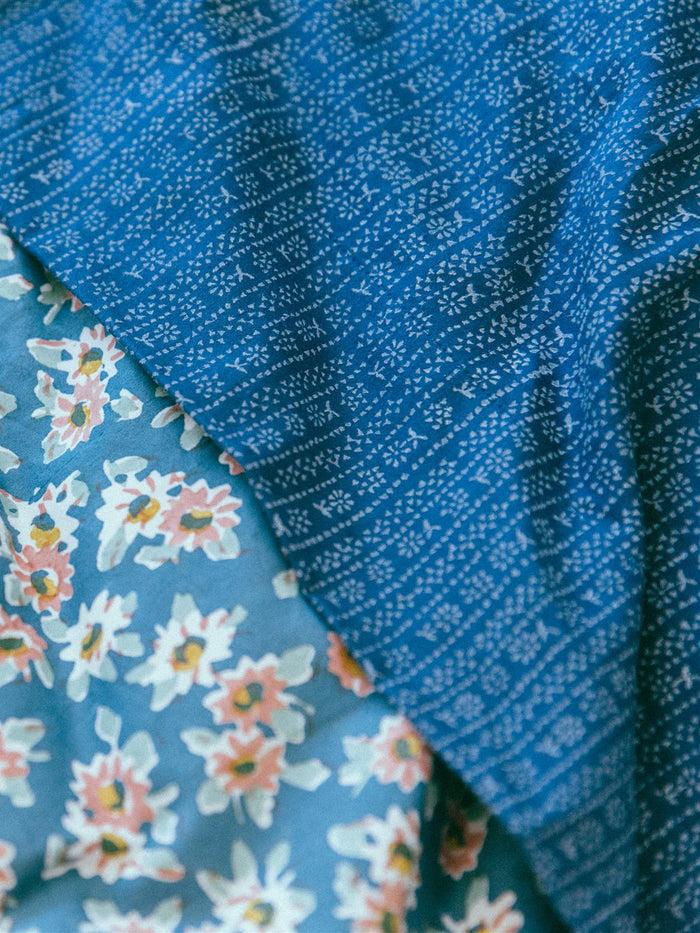 bliss and mischief Flat Sheet in Calico Stripe Blue