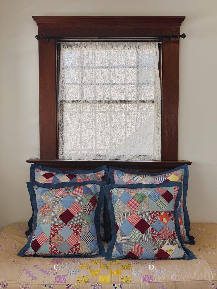 Bliss And Mischief Patchwork Quilt Pillow Sham Light Blue Flat
