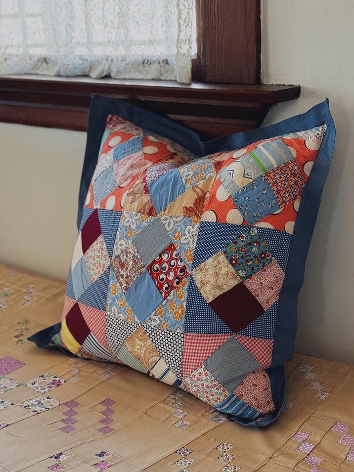 Bliss And Mischief Patchwork Quilt Pillow Sham Light Blue Flat