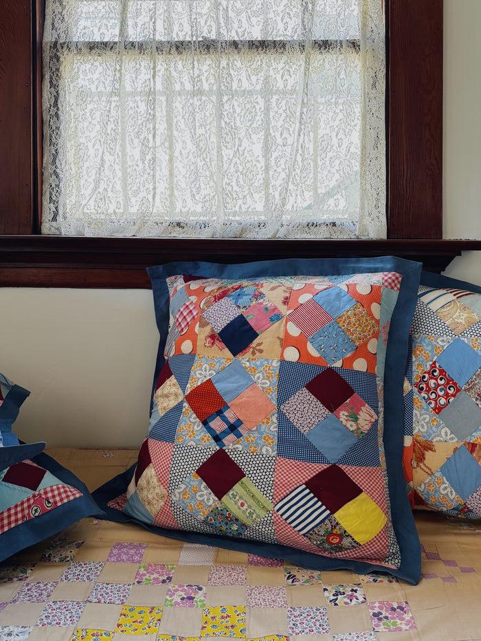 Bliss And Mischief Patchwork Quilt Pillow Sham Light Blue Flat