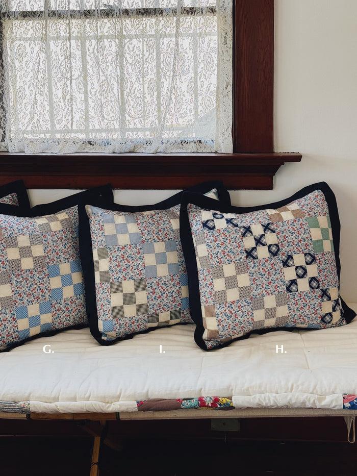 Bliss And Mischief Patchwork Quilt Pillow Sham Navy Blue Flat