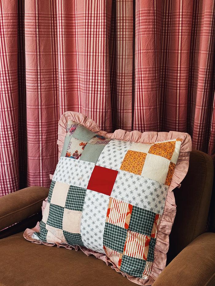Bliss And Mischief Patchwork Quilt Pillow Sham Pink Ruffle