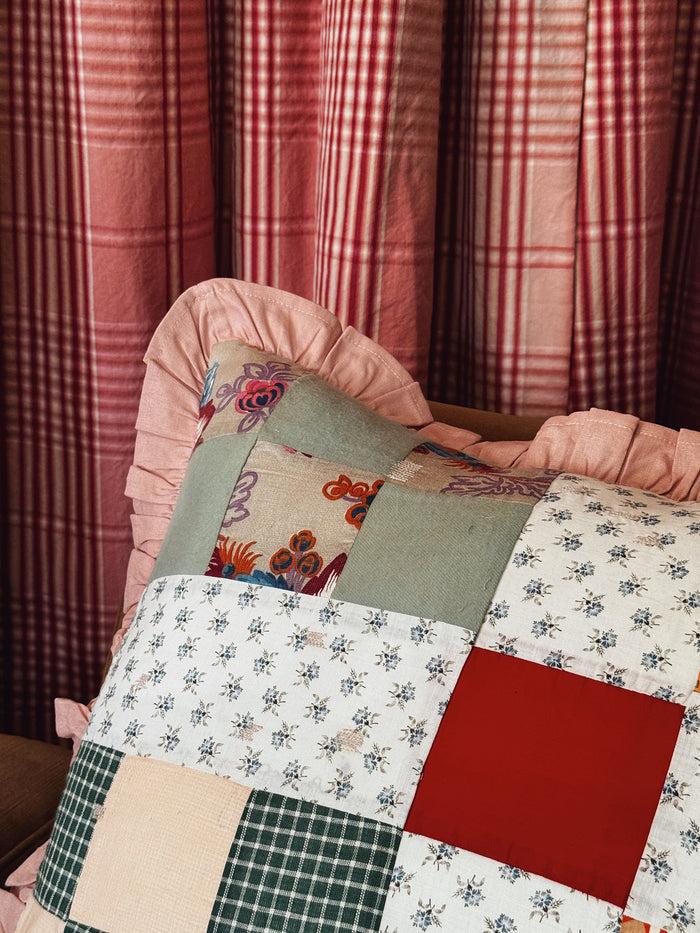 Bliss And Mischief Patchwork Quilt Pillow Sham Pink Ruffle