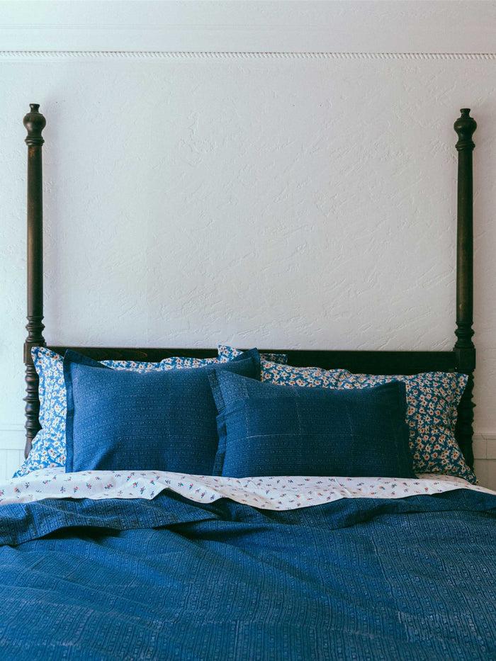 Bliss And Mischief Set Of 2 Pillow Case Shams Calico Stripe Blue