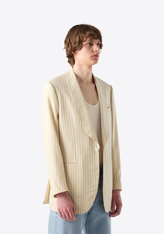 Blk Dnm BLAZER 55 CREAM PINSTRIPE