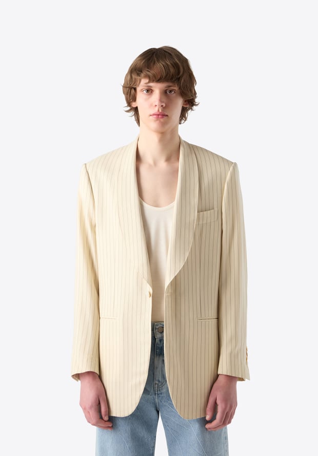 blk dnm BLAZER 55 CREAM PINSTRIPE