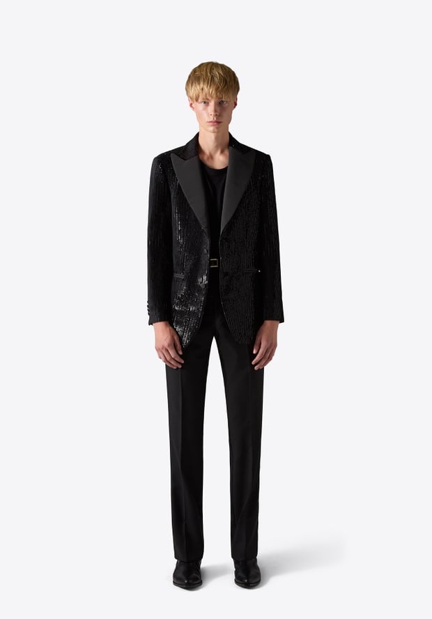 blk dnm BLAZER 73 BLACK STRIPE SEQUINS