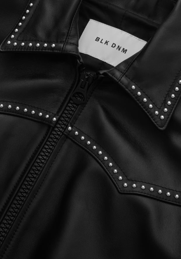 Blk Dnm LEATHER JACKET 77 BLACK STUDDED