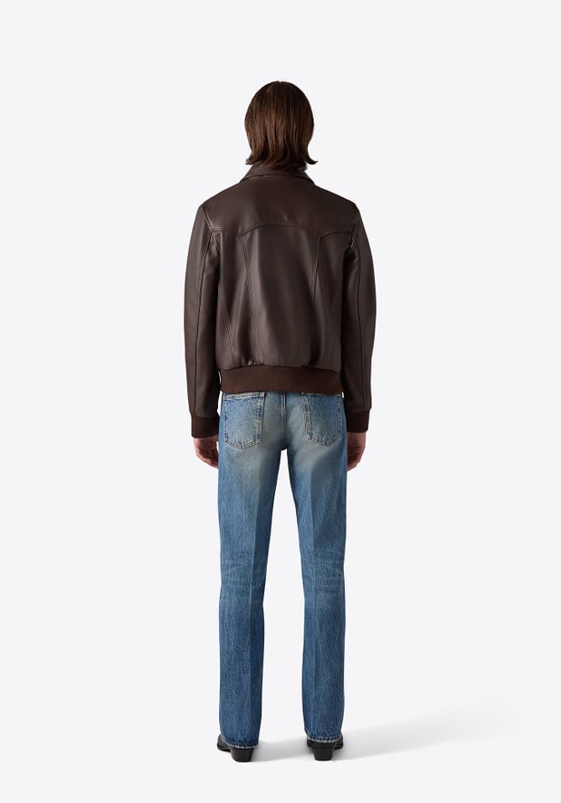 Blk Dnm LEATHER JACKET 77 DARK BROWN