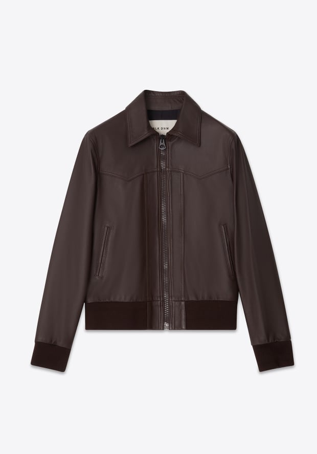 Blk Dnm LEATHER JACKET 77 DARK BROWN