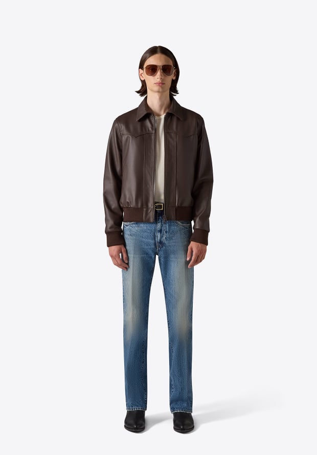 blk dnm LEATHER JACKET 77 DARK BROWN