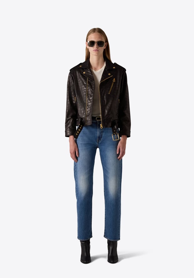 blk dnm LEATHER JACKET 88 BLACK CROCO