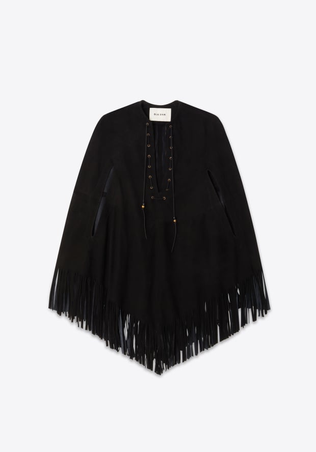 Blk Dnm LEATHER PONCHO 67 BLACK