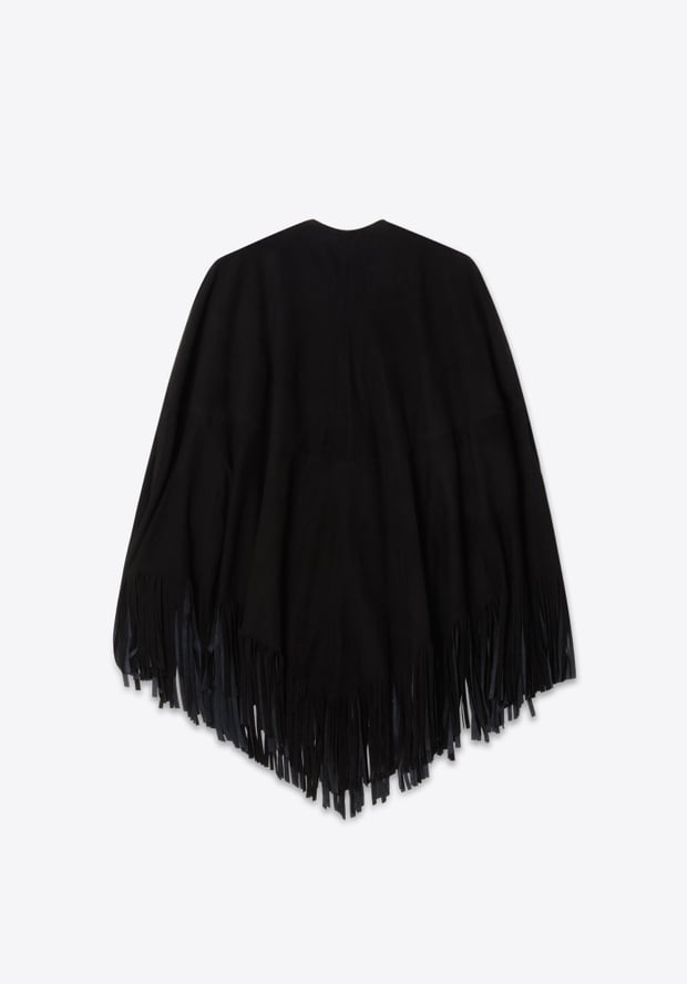 Blk Dnm LEATHER PONCHO 67 BLACK