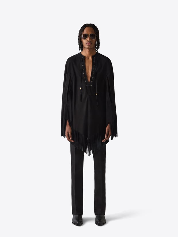 blk dnm LEATHER PONCHO 67 BLACK