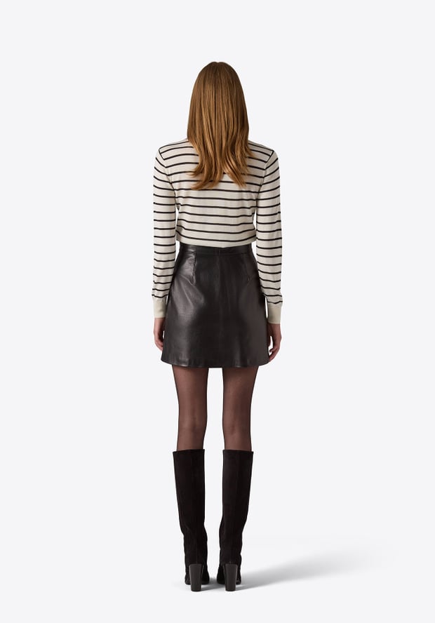 Blk Dnm LEATHER SKIRT 74 BLACK