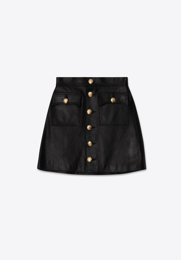 Blk Dnm LEATHER SKIRT 74 BLACK