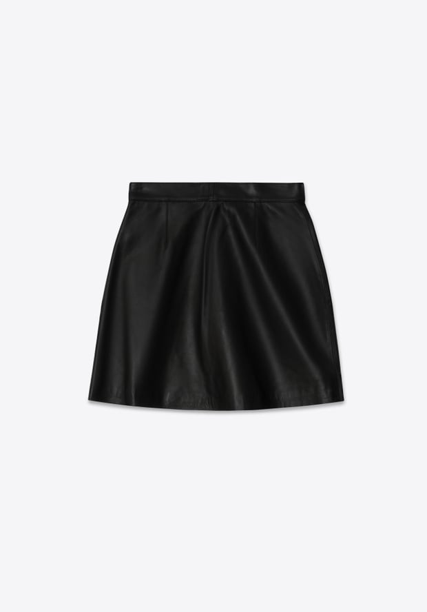Blk Dnm LEATHER SKIRT 74 BLACK
