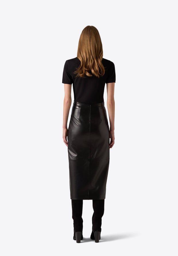 Blk Dnm LEATHER SKIRT 76 BLACK