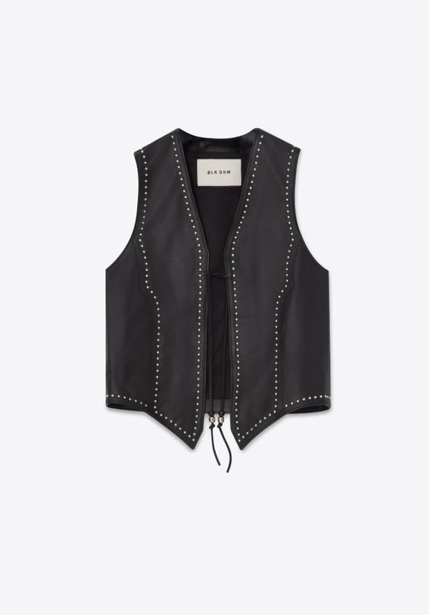 Blk Dnm LEATHER VEST 67 BLACK