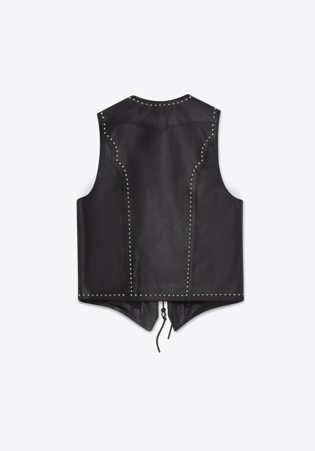 Blk Dnm LEATHER VEST 67 BLACK
