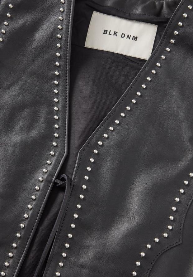 Blk Dnm LEATHER VEST 67 BLACK