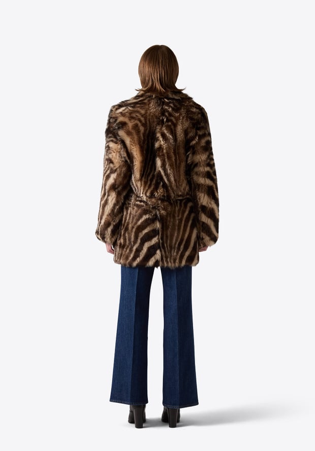 Blk Dnm SHEARLING COAT 74 BROWN ZEBRA