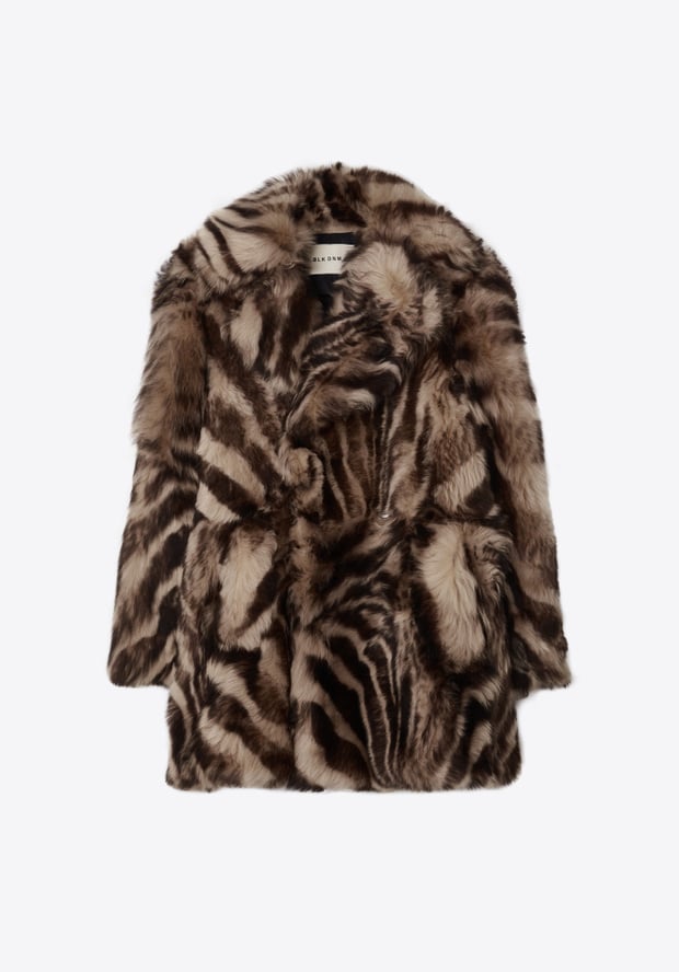 Blk Dnm SHEARLING COAT 74 BROWN ZEBRA