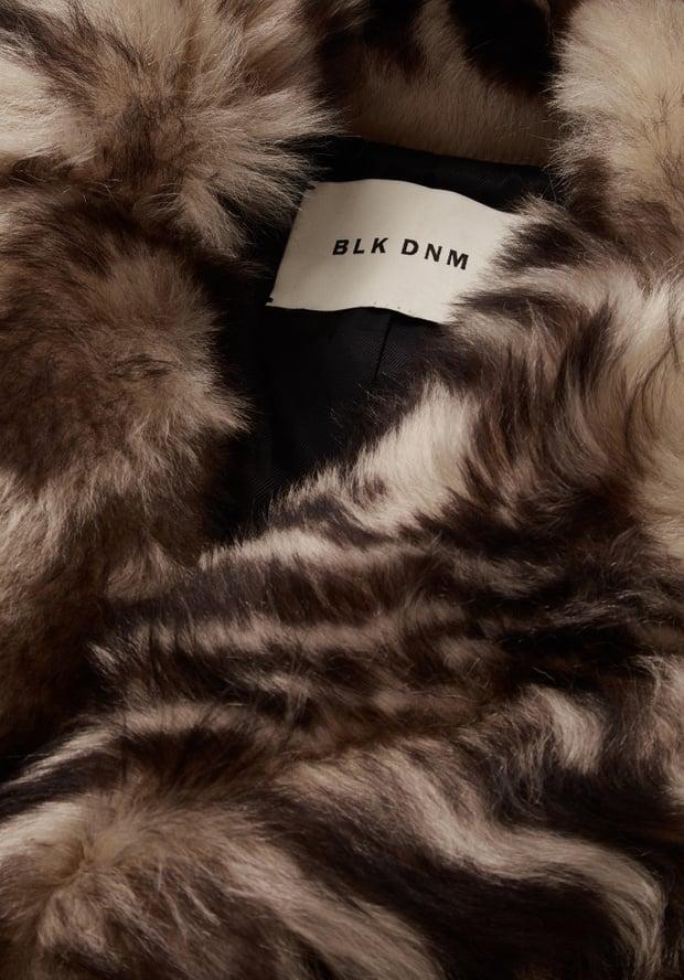 Blk Dnm SHEARLING COAT 74 BROWN ZEBRA