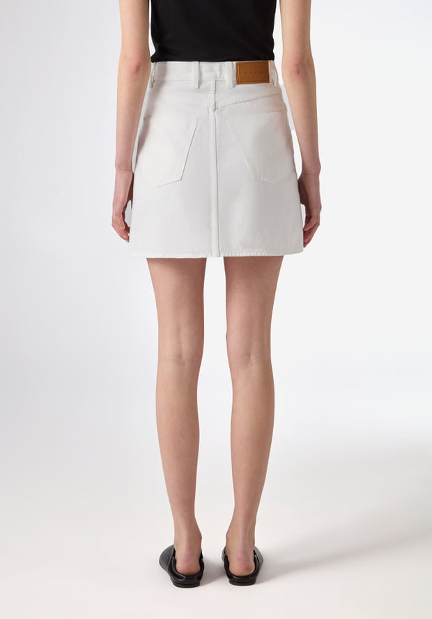 Blk Dnm SKIRT 74 WHITE