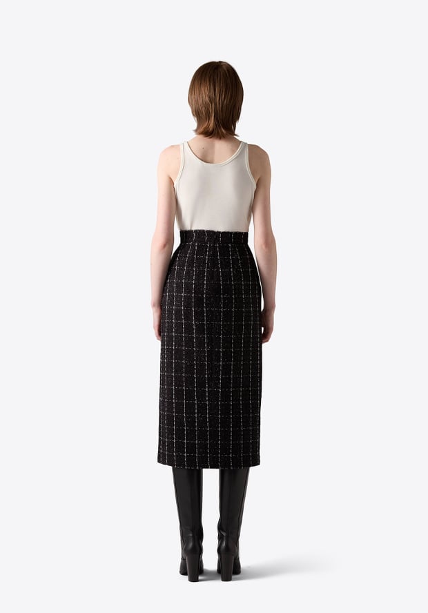 Blk Dnm SKIRT 76 BLACK BOUCLÉ CHECK