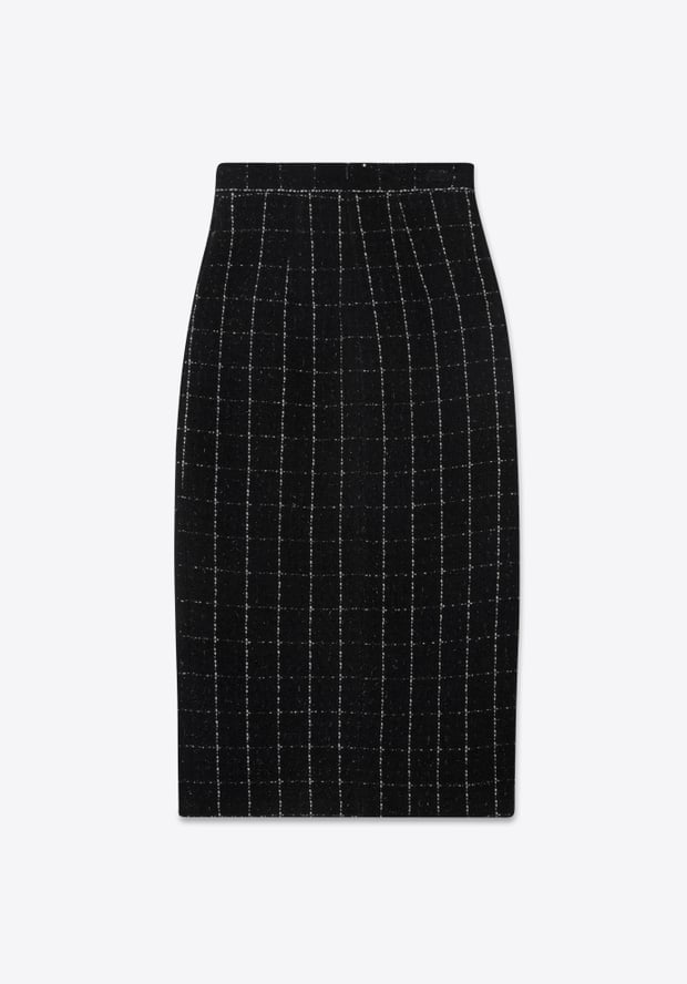Blk Dnm SKIRT 76 BLACK BOUCLÉ CHECK