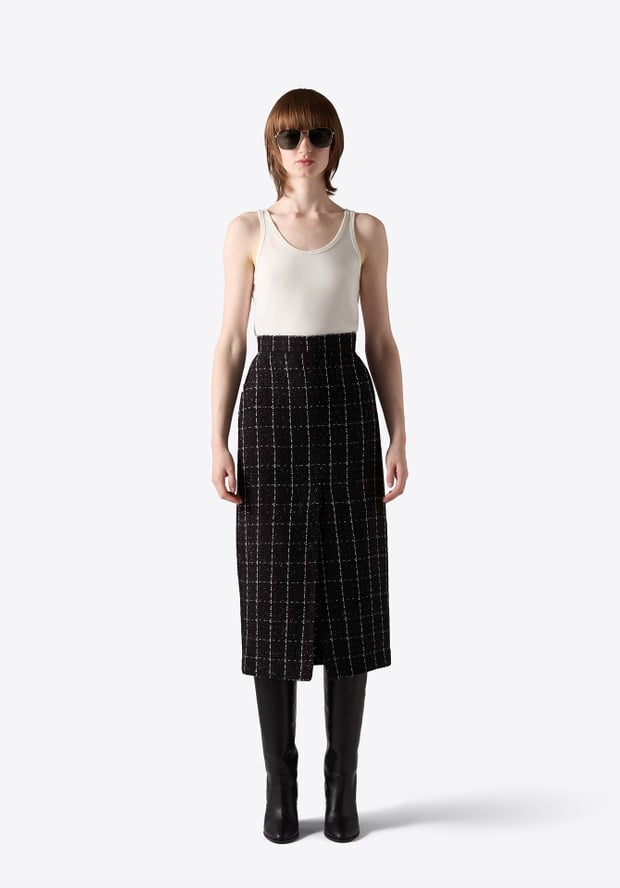 blk dnm SKIRT 76 BLACK BOUCLÉ CHECK