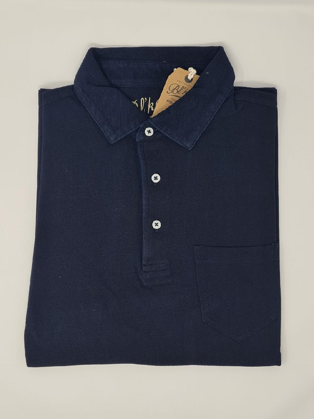 bl'ker Men's Polo Montauk Indigo Piquet Indigo