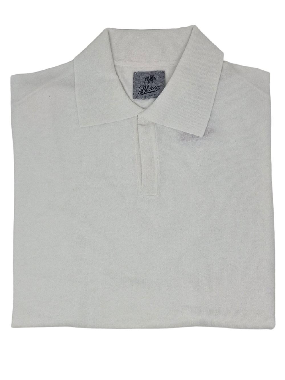 bl'ker Men's Polo Tricot senza Bottoni White