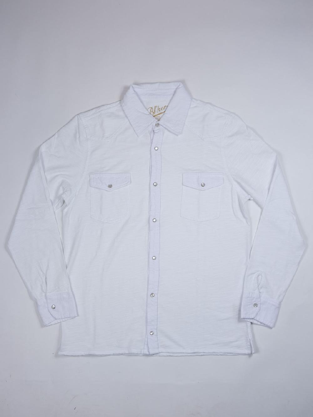 bl'ker Men's Western Shirt El Paso Fiammata White