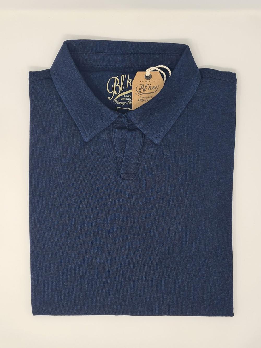 Bl'ker Men's Polo Hamptons Indigo Jersey Without Buttons Indigo