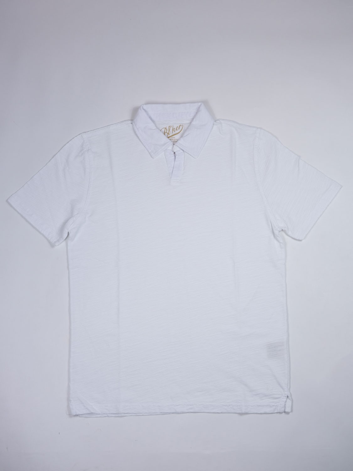 bl'ker Men's Polo Long Island Fiammata without Buttons White