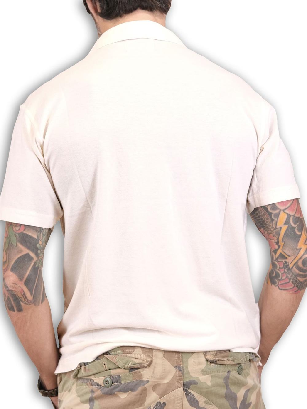 Bl'ker Men's Polo MC Linen And Cotton Without Buttons White