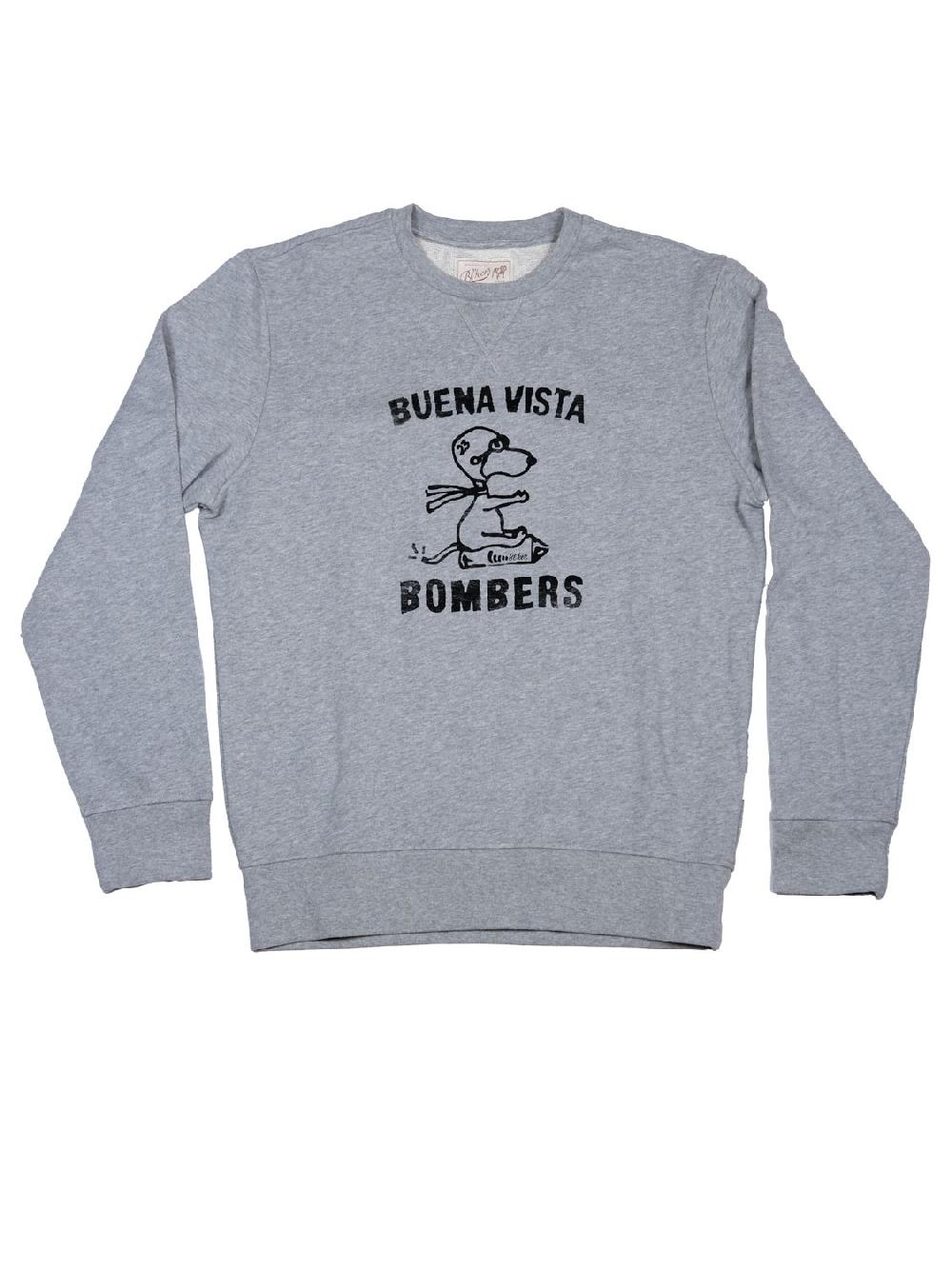 bl'ker Men's Sweatshirt Graphic Buena Vista Manica Lunga Melange Grey
