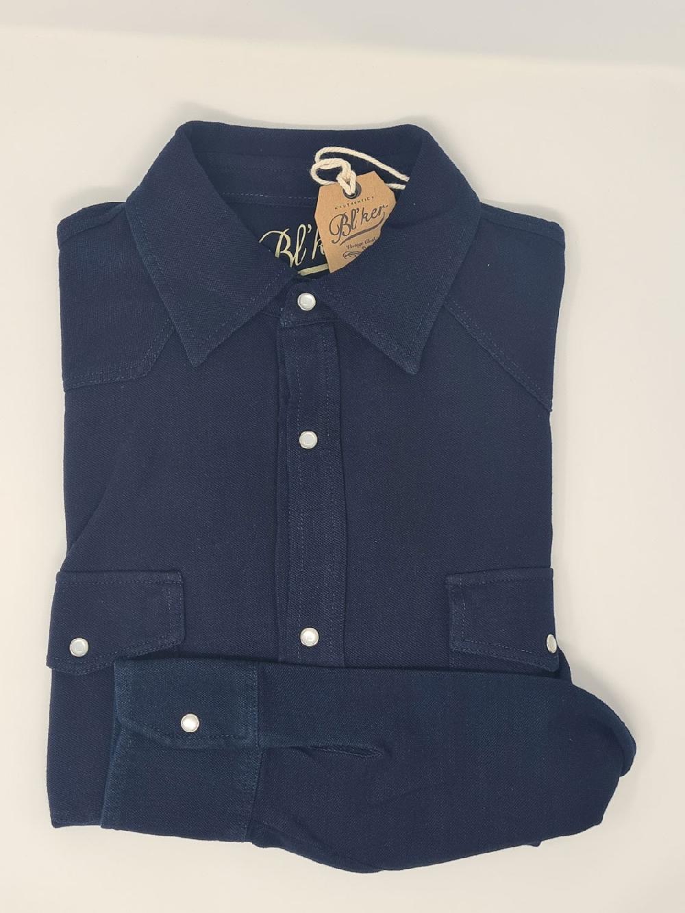 Bl'ker Men's Western Shirt El Paso Indigo Piquet Indigo