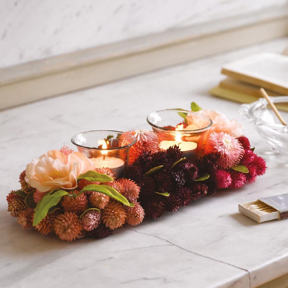 bloom Everlasting Strawflower Dual Tealight Holder